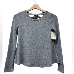 New! 1901 long sleeve crewneck knit sweater, blue chambray gray, girl's M 8-10